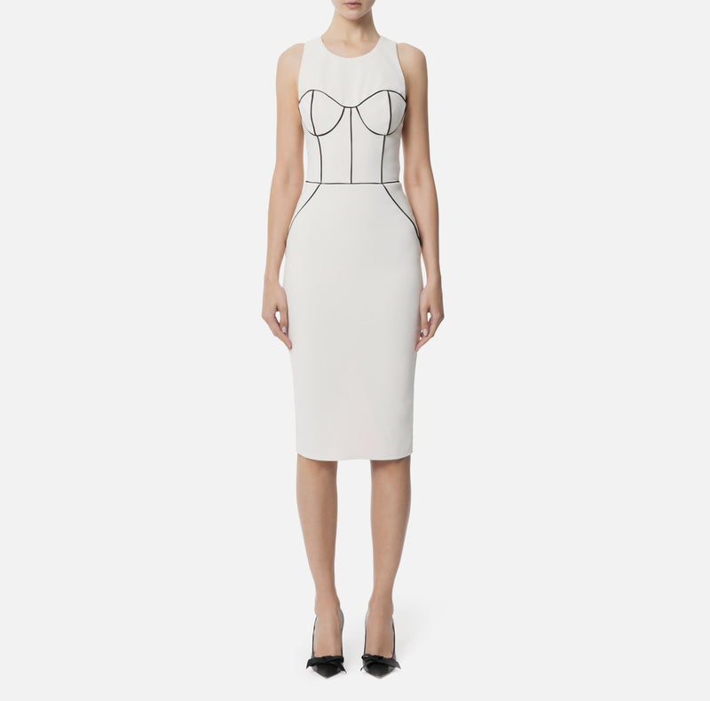 ELISABETTA FRANCHI BODYCON DRESS WITH CONTRAST PIPING