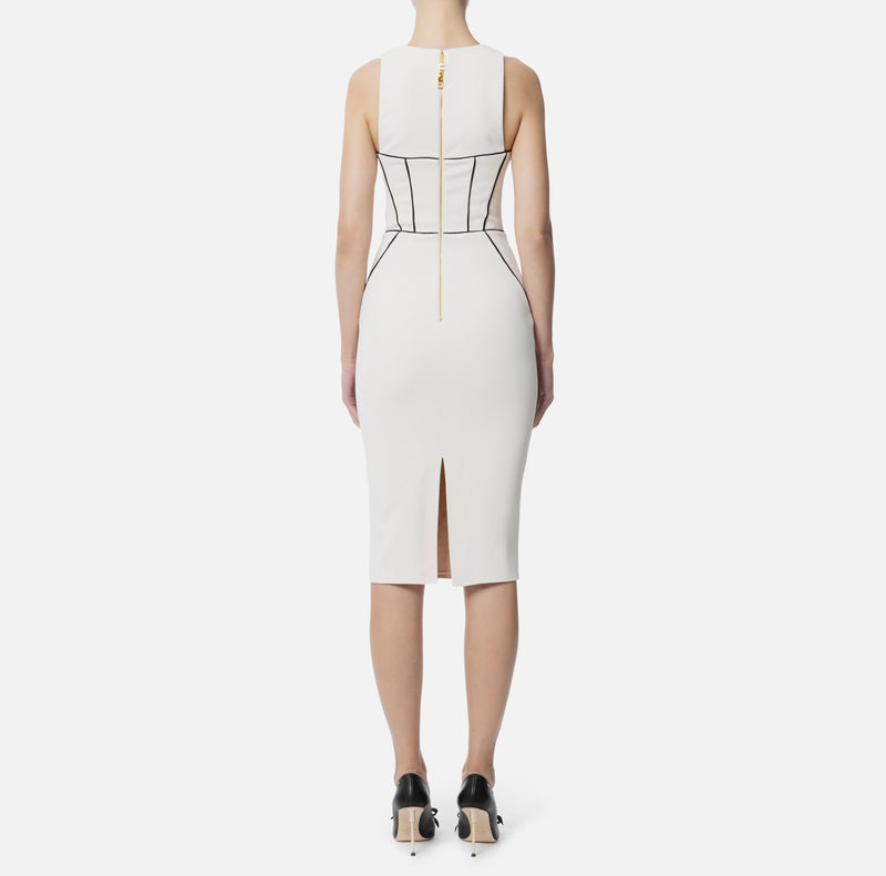 ELISABETTA FRANCHI BODYCON DRESS WITH CONTRAST PIPING