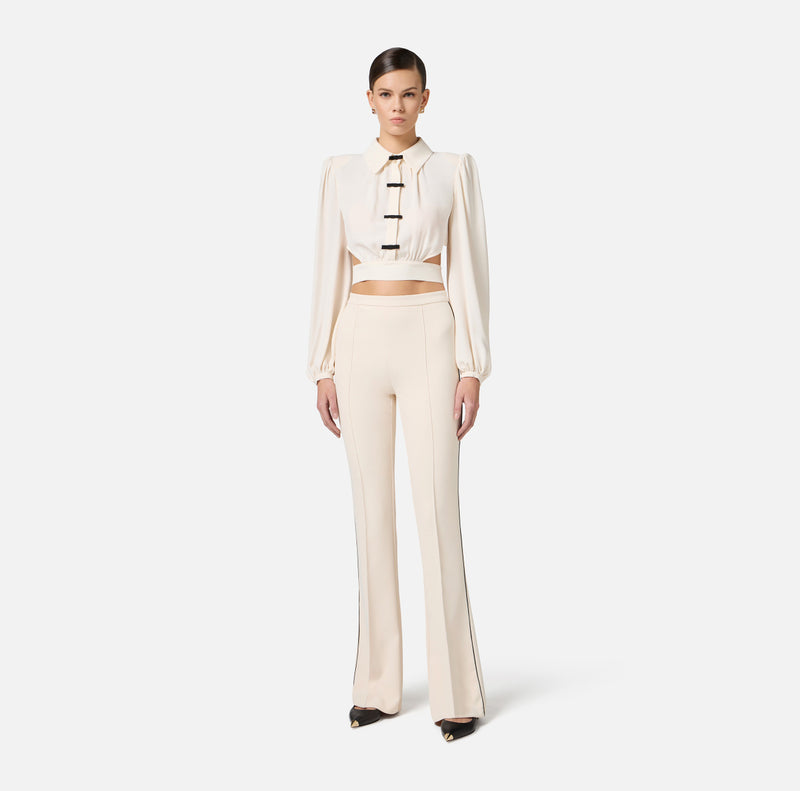 ELISABETTA FRANCHI TROUSER WITH CONTRASTING PIPING