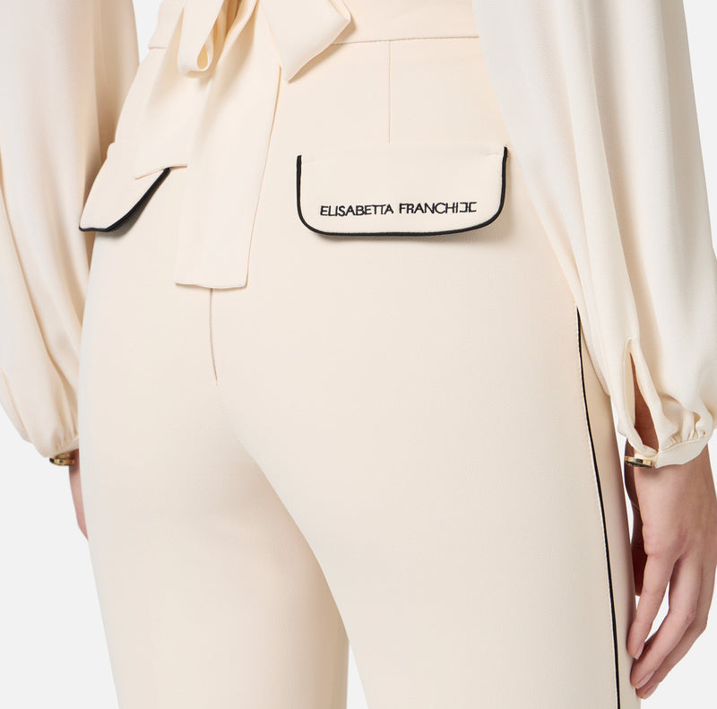 ELISABETTA FRANCHI TROUSER WITH CONTRASTING PIPING