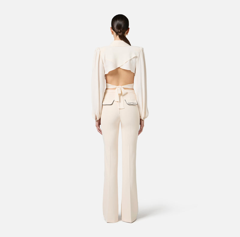 ELISABETTA FRANCHI TROUSER WITH CONTRASTING PIPING