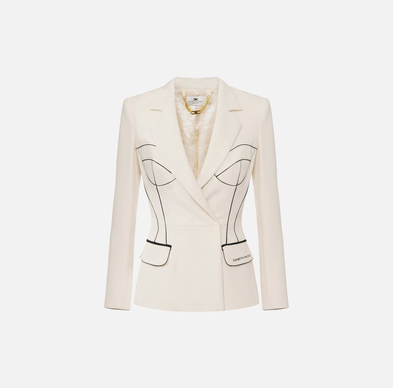 ELISABETTA FRANCHI JACKET WITH CONTRAST PIPING