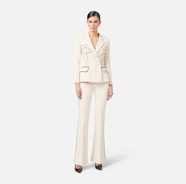 ELISABETTA FRANCHI JACKET WITH CONTRAST PIPING