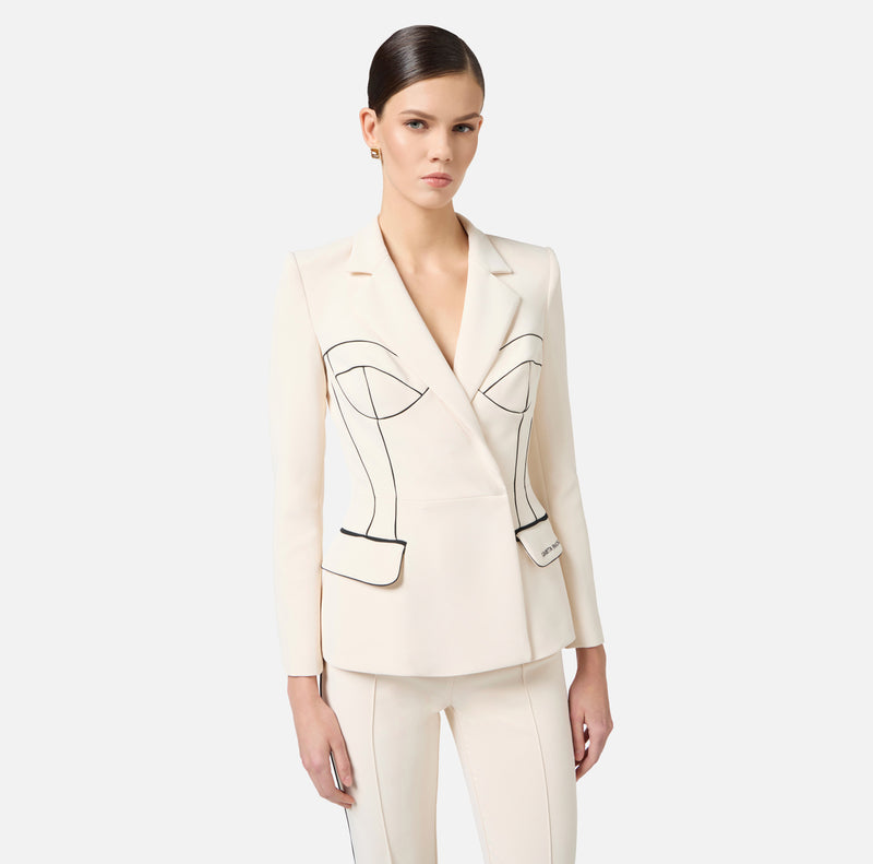 ELISABETTA FRANCHI JACKET WITH CONTRAST PIPING