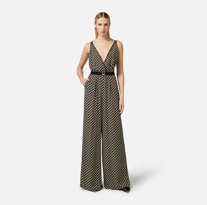 ELISABETTA FRANCHI JUMPSUIT IN DIAMOND PRINT