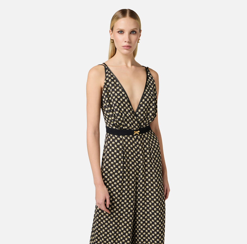 ELISABETTA FRANCHI JUMPSUIT IN DIAMOND PRINT