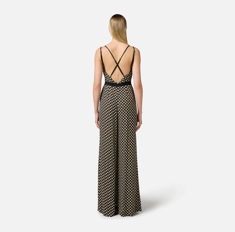 ELISABETTA FRANCHI JUMPSUIT IN DIAMOND PRINT