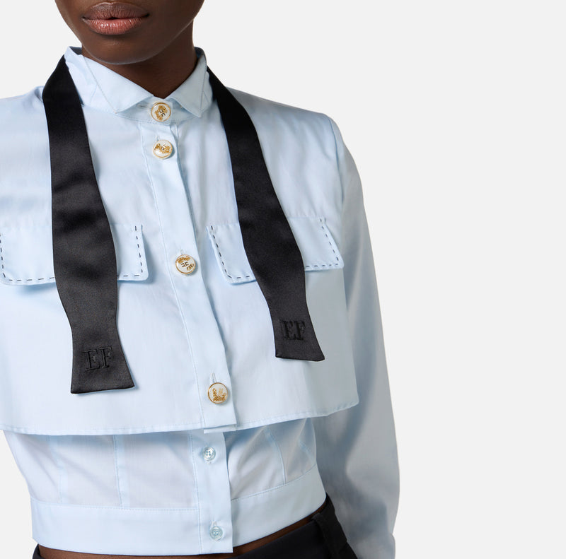 ELISABETTA FRANCHI POPLIN SHIRT WITH BOW TIE