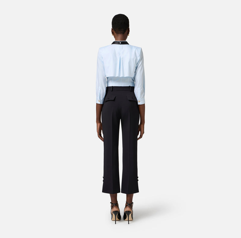 ELISABETTA FRANCHI POPLIN SHIRT WITH BOW TIE