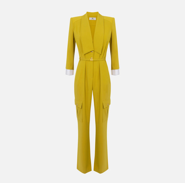 ELISABETTA FRANCHI JUMPSUIT WITH CONTRAST STITCHING