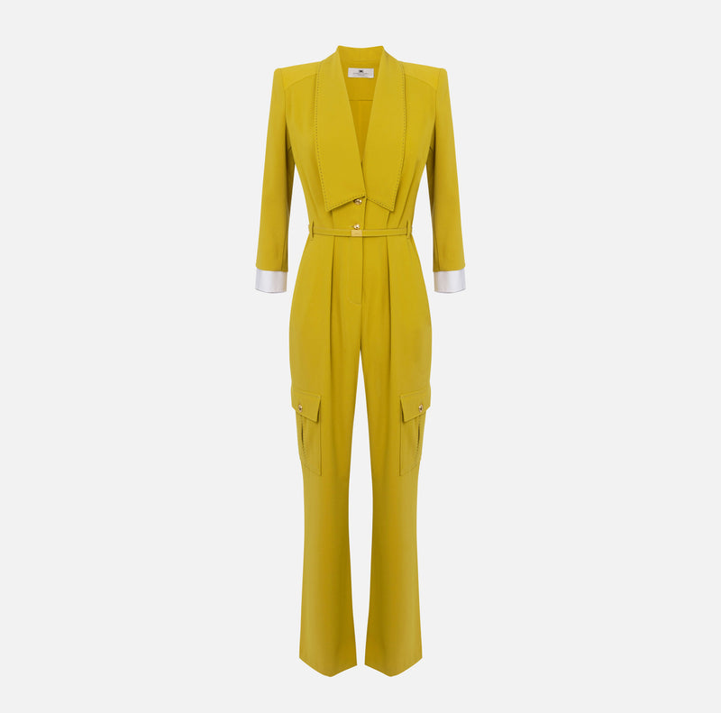 ELISABETTA FRANCHI JUMPSUIT WITH CONTRAST STITCHING