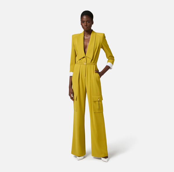 ELISABETTA FRANCHI JUMPSUIT WITH CONTRAST STITCHING