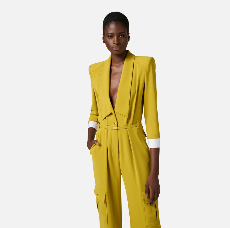 ELISABETTA FRANCHI JUMPSUIT WITH CONTRAST STITCHING