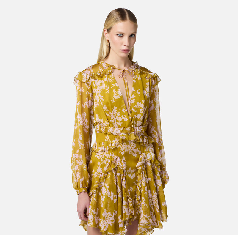 ELISABETTA FRANCHI PRINTED DRESS WITH RUFFLE