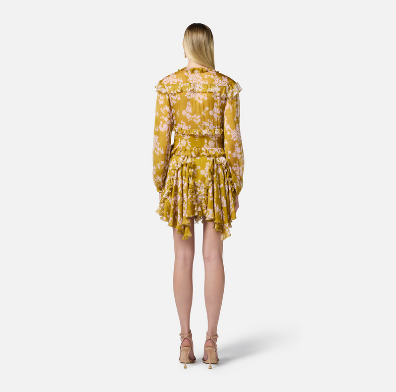 ELISABETTA FRANCHI PRINTED DRESS WITH RUFFLE