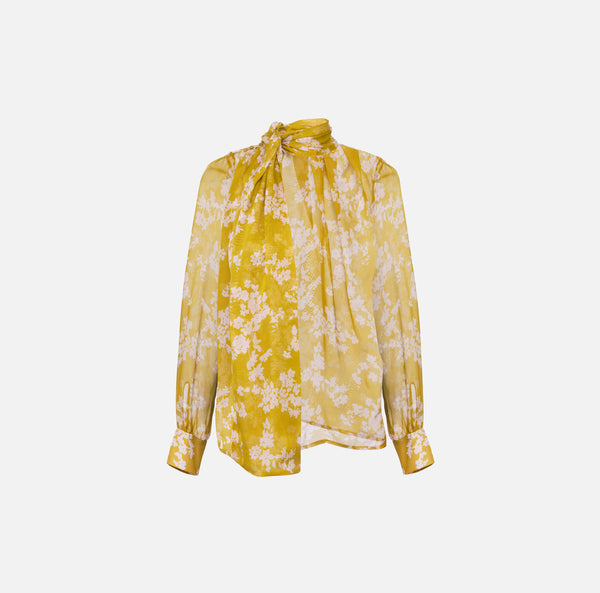 ELISABETTA FRANCHI PRINTED BLOUSE IN SILK VOILE