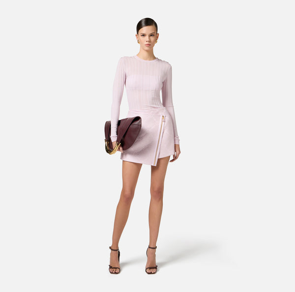 ELISABETTA FRANCHI RAFFIA WRAP MINI SKIRT