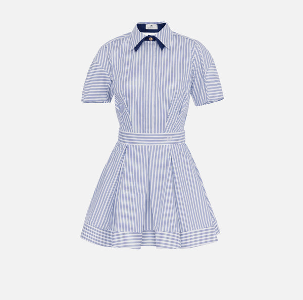 ELISABETTA FRANCHI STRIPED POPLIN DRESS