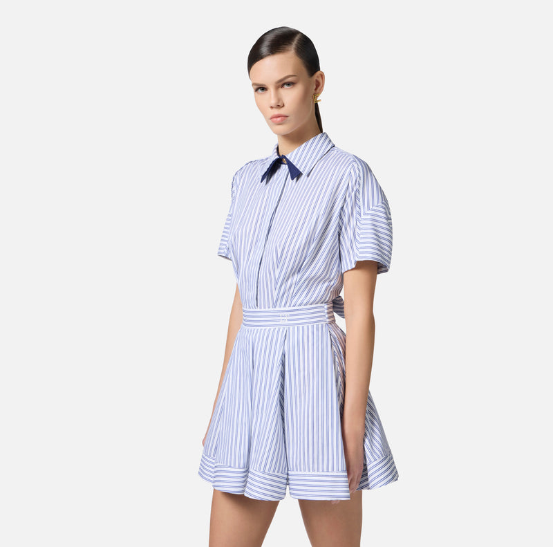 ELISABETTA FRANCHI STRIPED POPLIN DRESS