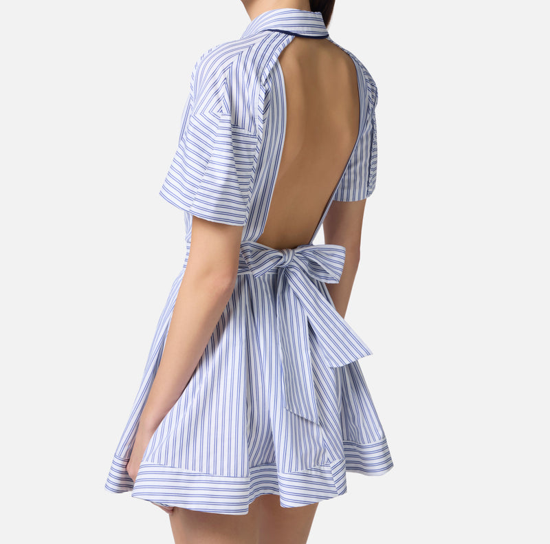 ELISABETTA FRANCHI STRIPED POPLIN DRESS