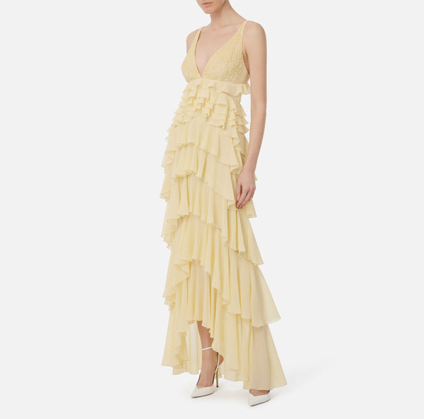 ELISABETTA FRANCHI LONG DRESS WITH RUFFLE