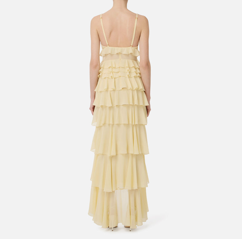 ELISABETTA FRANCHI LONG DRESS WITH RUFFLE