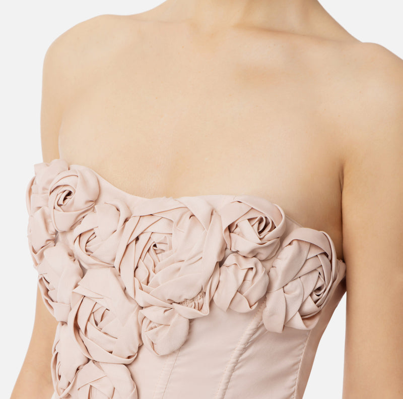 ELISABETTA FRANCHI DRESS IN GABERDINE FABRIC WITH ROSES