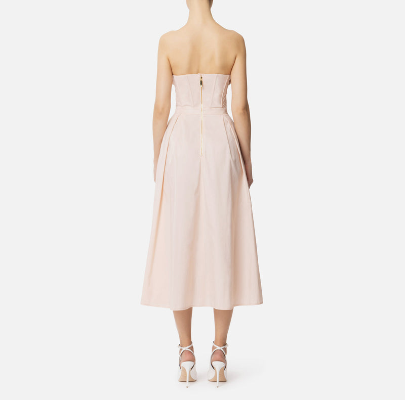 ELISABETTA FRANCHI DRESS IN GABERDINE FABRIC WITH ROSES