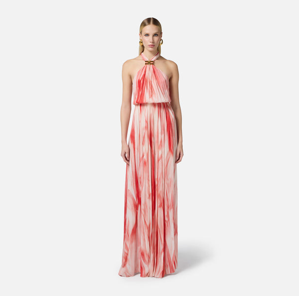 ELISABETTA FRANCHI PRINTED HALTER DRESS