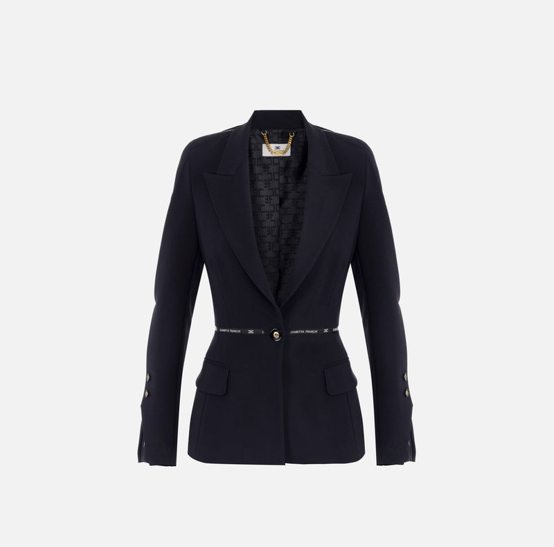 ELISABETTA FRANCHI JACKET WITH LOGO RIBBON