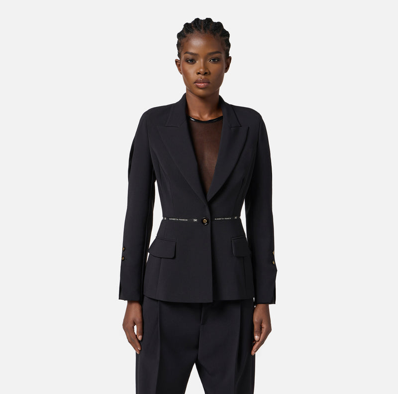 ELISABETTA FRANCHI JACKET WITH LOGO RIBBON