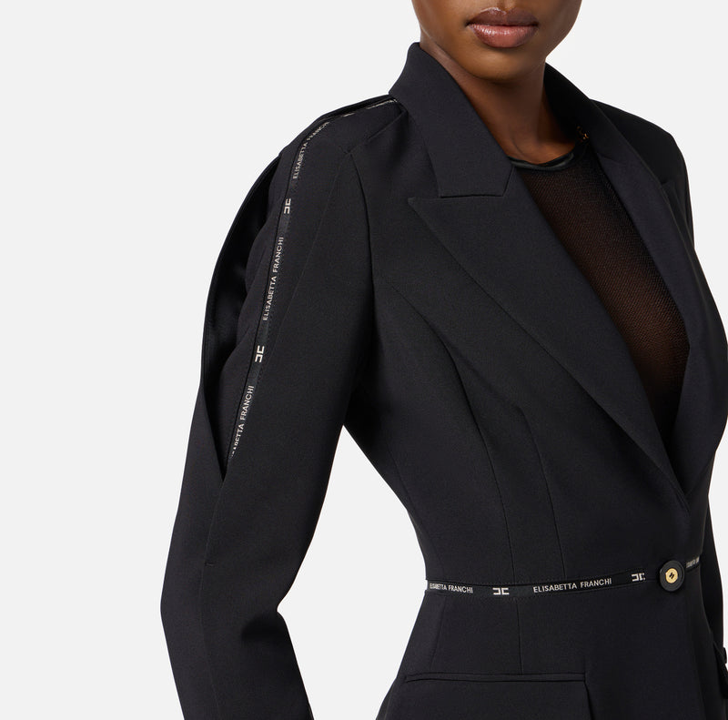 ELISABETTA FRANCHI JACKET WITH LOGO RIBBON