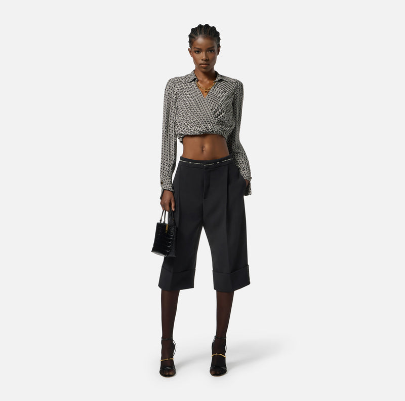 ELISABETTA FRANCHI BERMUDA SHORTS WITH LOGO RIBBON