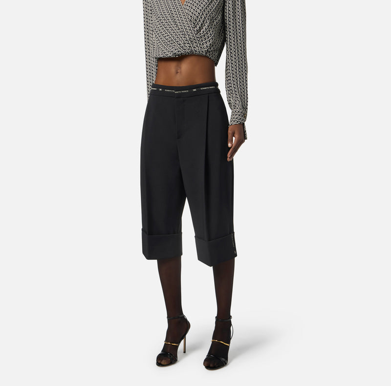 ELISABETTA FRANCHI BERMUDA SHORTS WITH LOGO RIBBON