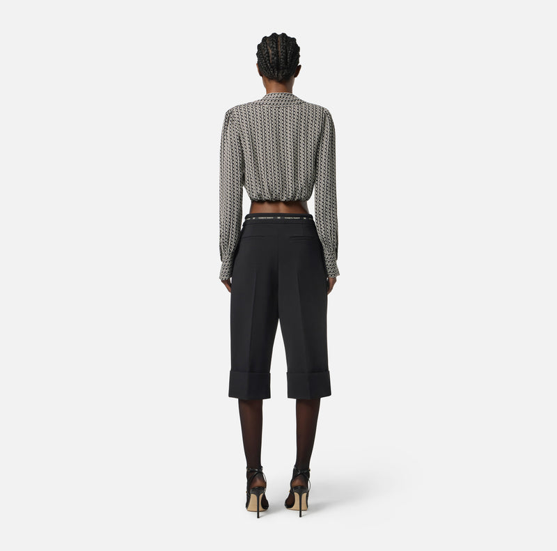 ELISABETTA FRANCHI BERMUDA SHORTS WITH LOGO RIBBON