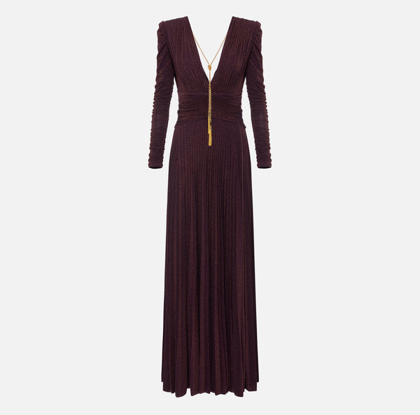 ELISABETTA FRANCHI LUREX DRESS WITH NECKLACE