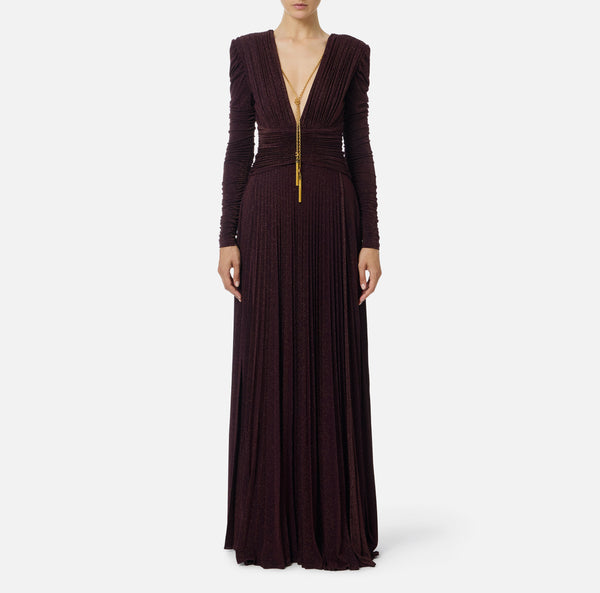 ELISABETTA FRANCHI LUREX DRESS WITH NECKLACE