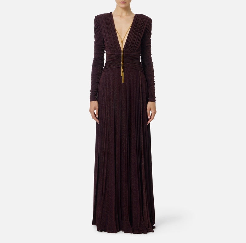 ELISABETTA FRANCHI LUREX DRESS WITH NECKLACE