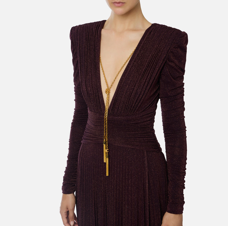 ELISABETTA FRANCHI LUREX DRESS WITH NECKLACE