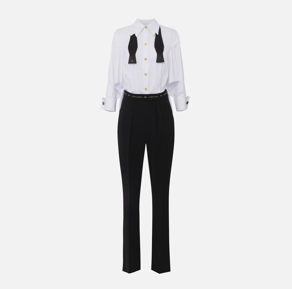ELISABETTA FRANCHI LIGHTWEIGHT CREPÉ & POPLIN JUMPSUIT