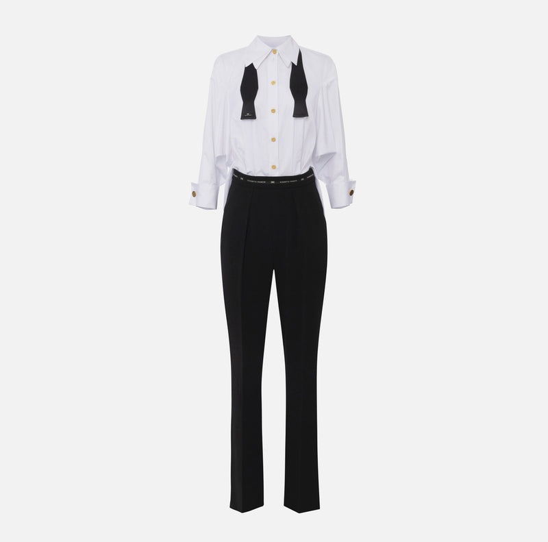 ELISABETTA FRANCHI LIGHTWEIGHT CREPÉ & POPLIN JUMPSUIT