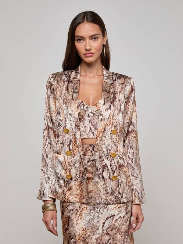 L’AGENCE COLIN SILK BLAZER IN SNAKE PRINT