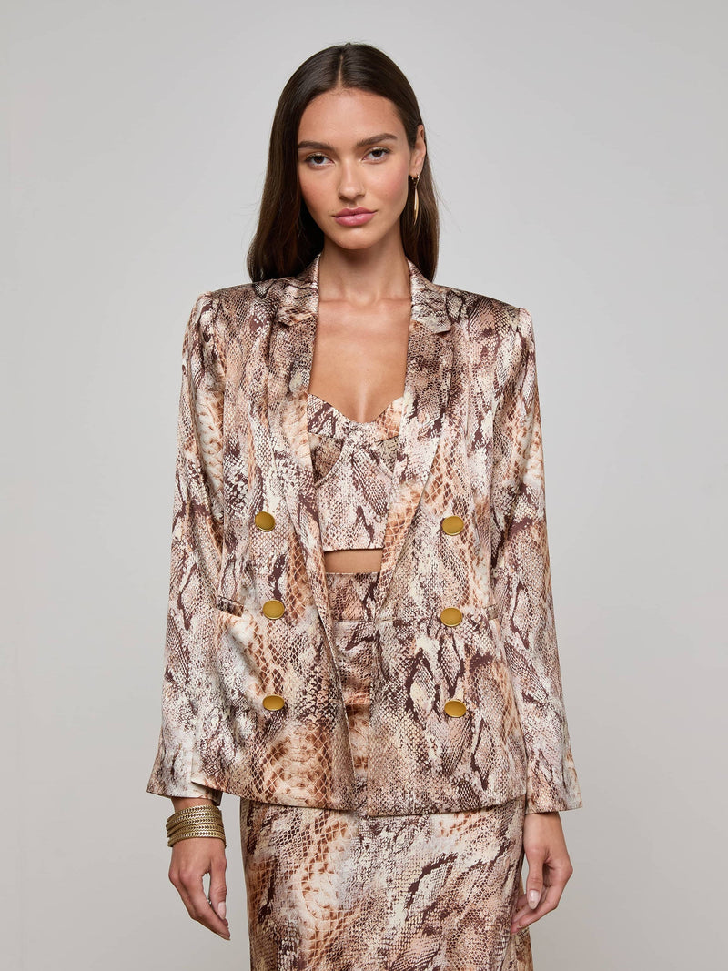 L’AGENCE COLIN SILK BLAZER IN SNAKE PRINT