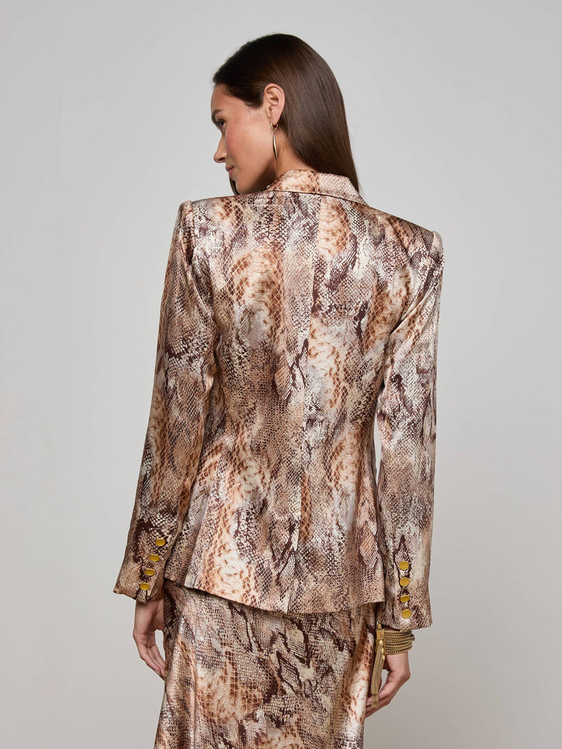 L’AGENCE COLIN SILK BLAZER IN SNAKE PRINT