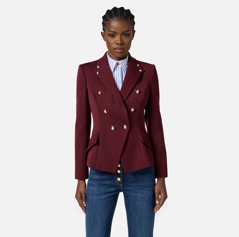 ELISABETTA FRANCHI WOOL BLEND GABARDINE JACKET