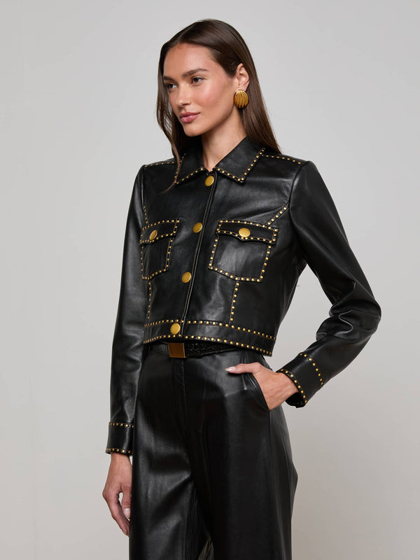 L’AGENCE WINSOME STUDDED LEATHER JACKET