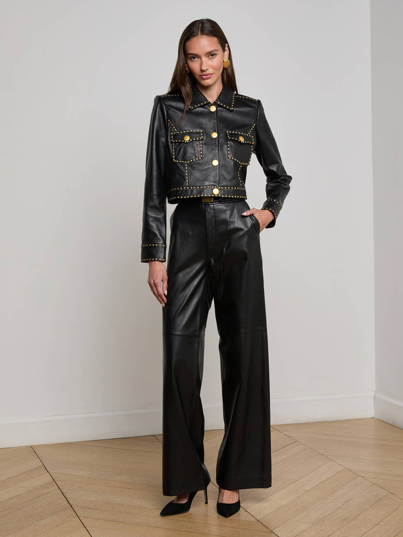 L’AGENCE WINSOME STUDDED LEATHER JACKET