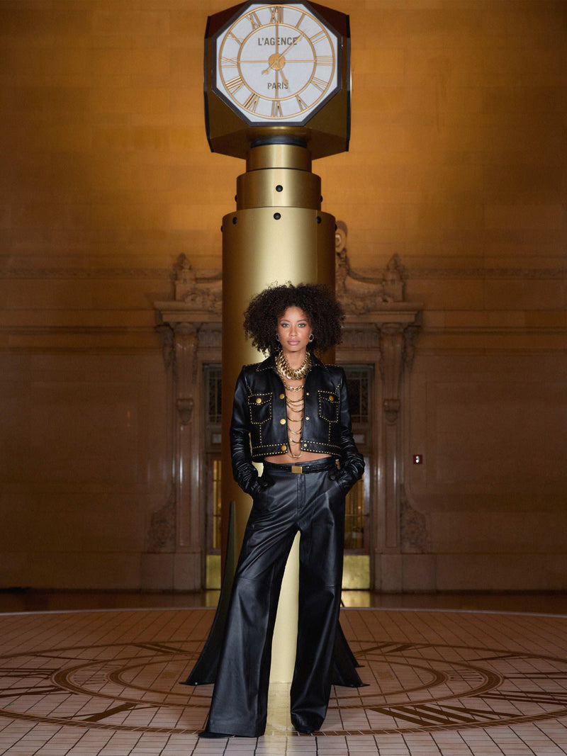 L’AGENCE WINSOME STUDDED LEATHER JACKET