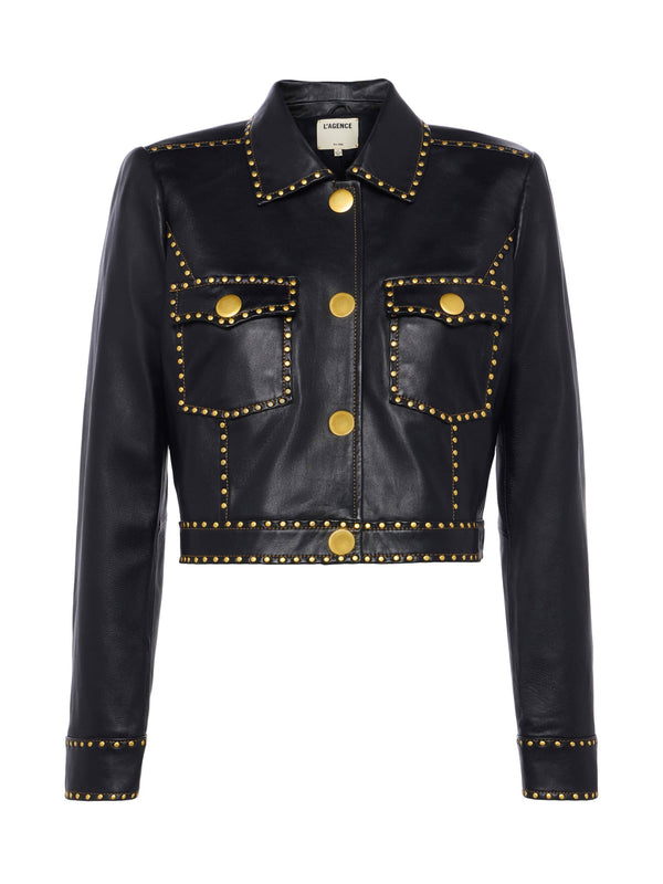 L’AGENCE WINSOME STUDDED LEATHER JACKET