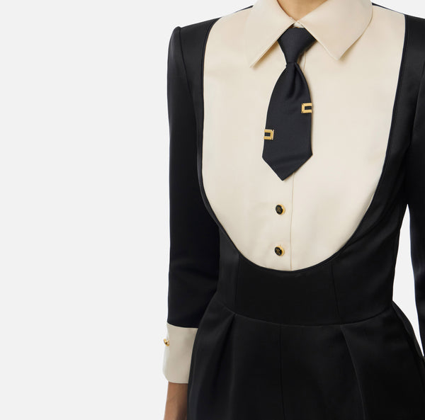 ELISABETTA FRANCHI PLAYSUIT IN DUCHESS SATIN